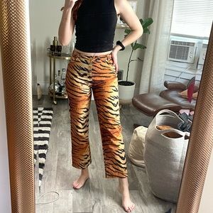 House of Sunny Tiger Print Jeans